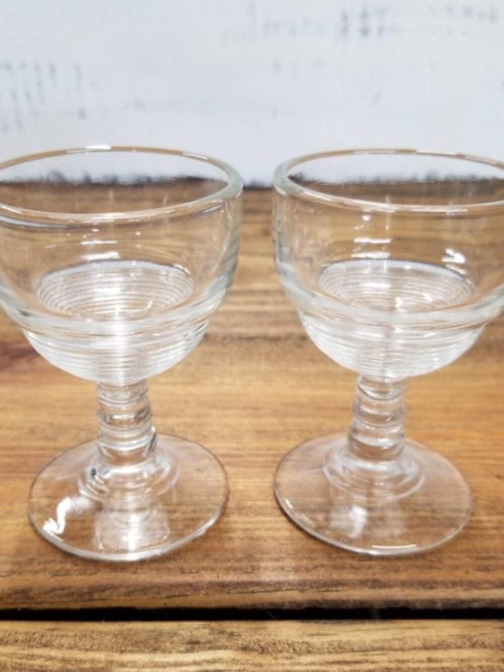 Anchor Hocking MCM Manhattan Pattern Sherry Cordial Apéritif Glasses Pair